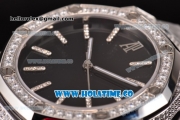 Audemars Piguet Royal Oak 41 Asia 2813 Automatic Diamonds/Steel Case with Black Dial Diamonds Bezel and Stick Markers (EF)