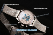 Breitling Transocean Chronograph Unitime Swiss Valjoux 7750-SHG Automatic Stainless Steel Case withStainless Steel Strap and White Dial - 1:1 Original
