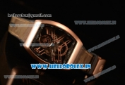 Franck Muller Vanguard Miyota Automatic Copy Tourbillon Rose Gold Case With Skeleton Dial Leather/Rubber Strap