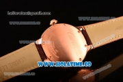 Cartier Rotonde De Swiss Quartz Rose Gold Case with Brown Guilloche Dial and Black Leather Strap