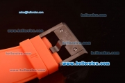 Hublot King Power Swiss ETA 2836 Automatic Carbon Fiber Case with Black Dial and Orange Rubber Strap