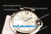 Cartier Ballon Bleu De Medium Swiss ETA 2671 Automatic Steel Case Silver Dial Diamonds Markers and Steel Bracelet