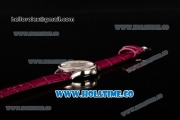 Rolex Cellini Time Asia 2813 Automatic Steel Case with White Dial Burgundy Leather Strap and Stick Markers