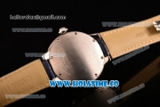 Cartier Rotonde De Swiss Quartz Steel Case with White Guilloche Dial and Blue Leather Strap