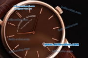 A.Lange&Sohne Richard Lange Miyota OS2035 Quartz Rose Gold Case with Brown Leather Strap and Brown Dial
