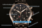 IWC Pilot's Watches Spitfire Chronograph Swiss Valjoux 7750 Automatic Full Stel with Black Dial and White Arabic Numeral Markers (BP)