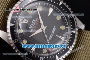 Rolex Milgauss Vintage Asia 2813 Automatic Steel Case with Black Dial Dot Markers and Green Army Nylon Strap