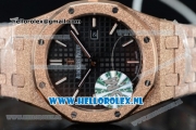 Audemars Piguet Royal Oak Swiss Quartz Rose Gold Case with Black Dial and Rose Gold Bracelet (EF)