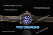 Breitling Avenger Skyland Chrono Swiss Quartz PVD Case with Blue Dial and Yellow/Black Nylon Strap