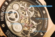 Hublot Big Bang Skeleton Swiss Tourbillon Manual Winding Movement Rose Gold Case with Black Rubber Strap