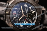 Breitling Avenger Seawolf Miyota Quartz PVD Case with Black Dial and Black Leather Strap - Arabic Numeral Markers