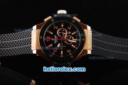 Hublot Big Bang King Quartz Movement Rose Gold Case with Ceramic Bezel-Black Dial and Black Rubber Strap