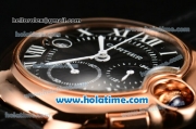 Cartier Ballon Bleu De Medium Chrono Miyota Quartz Rose Gold Case with Black Dial and Roman Numeral Markers