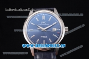 IWC Ingenieur Vintage Swiss ETA 2824 Automatic Steel Case with Blue Dial Blue Leather Strap and Stick Markers