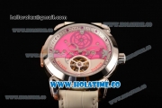 Ulysse Nardin Skeleton Tourbillon Manufacture Asia Automatic Steel Case with Pink/White Dial and White Leather Strap