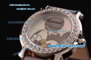 Chopard Happy Sport - Mickey Swiss Quartz Stainless Steel Case Diamond Bezel with Grey Leather Strap and Mickey Dial