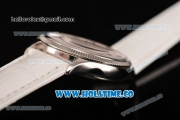 Rolex Cellini Time Asia 2813 Automatic Steel Case with White Dial White Leather Strap and Stick Markers