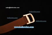 Cartier d'Art Swiss Quartz Rose Gold Case with Black Dial and Brown Leather Strap