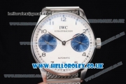 IWC Portuguese Automatic Clone IWC 52010 Automatic Stainless Steel Case/Bracelet with Blue Subdials and Arabic Number Markers (YL)