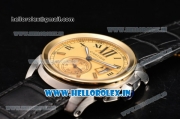 Cartier Calibre De Swiss ETA 2824 Automatic Steel Case with Gold Dial and Roman Numeral Markers