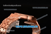 Audemars Piguet Royal Oak 33MM Miyota Quartz Rose Gold Case/Bracelet with Black Dial Stick Markers and Diamonds Bezel (EF)