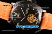 Panerai PAM 765 Firenze 1860 Asia Automatic PVD Case with Green Arabic Numeral Markers Black Dial and Brown Leather Strap