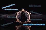 Patek Philippe Calatrava Swiss ETA 2824 Automatic Rose Gold Case with Black Dial and Black Leather Strap