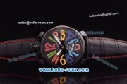 Gaga Milano Italy Asia 6497 Manual Winding PVD Case with Black Dial and Black Strap - colorized Markers