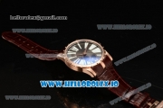 Roger Dubuis Excalibur 36 Miyota 9015 Automatic Rose Gold Case Black Dial With Roman Numeral Markers Brown Leather Strap