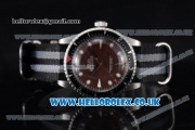 Rolex Milgauss Vintage Asia 2813 Automatic Steel Case with Brown Dial Grey/Black Nylon Strap and Dot Markers