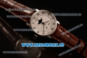 BlancPain Villeret Miyota 9015 Automatic Steel Case with White Dial and Brown Leather Strap - (AAAF)