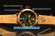 U-Boat Chimera Chronograph OS10 Quartz With Rose Gold Bezel and Black Case Brown Leather Yellow Marker