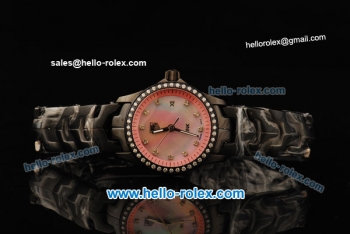 Tag Heuer Link Quartz Movement PVD Case and Strap with Pink MOP Dial and Diamond Bezel