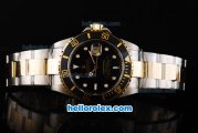 Rolex Submariner Swiss ETA 2836 Automatic Movement Two Tone with Black Bezel Black Dial and White Markers