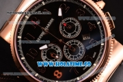 Ulysse Nardin Maxi Marine Chrono Swiss Valjoux 7750-SHG Automatic Rose Gold Case with Black Dial and Arabic Numeral Markers (EF)