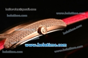 Franck Muller Cintree Curvex Swiss Quartz Rose Gold/Diamonds Case with Diamonds Dial and Hot Pink Leather Strap