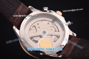 IWC Portuguese Automatic Steel Case with Rose Gold Bezel and White Dial-Brown Leather Strap