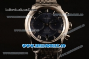 Omega De Ville Co-Axial Chrono Clone Omega 9300 Automatic Steel Case with Blue Dial and Steel Bracelet - (EF)