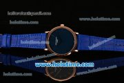 Patek Philippe Calatrava Miyota OS2035 Quartz Rose Gold Case with Blue Dial and Stick Markers