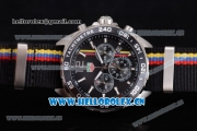 Tag Heuer Formula 1. James Hunt Miyota Quartz Steel Case with Black Dial Stick/Arabic Numeral Markers and Black Nylon Strap