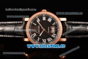 Cartier Rotonde De Miyota Quartz Rose Gold Case with Rose Gold Dial Diamonds Bezel and White Roman Numeral Markers