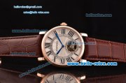 Cartier Rotonde De Tourbillon ST22 Automatic Rose Gold Case with White Dial and Brown Leather Strap Cartier Rotonde De Tourbillon ST22 Automatic Rose Gold Case with White Dial and Brown Leather Strap