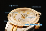 Rolex Datejust Automatic Movement ETA Coating Case with Gold Roman Numerals and Diamond Bezel