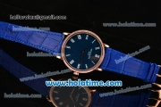 Patek Philippe Calatrava Miyota OS2035 Quartz Rose Gold Case with Blue Dial and Roman Numeral Markers