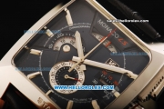 Tag Heuer Monaco LS Chronograph Miyota Quartz Movement Steel Case with Blue Dial and Black Leather Strap