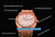 Audemars Piguet Royal Oak 33MM Miyota Quartz Rose Gold Case/Bracelet with White Dial and Stick Markers (EF)