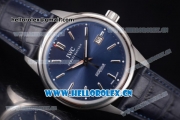 IWC Ingenieur Vintage Swiss ETA 2824 Automatic Steel Case with Blue Dial Blue Leather Strap and Stick Markers
