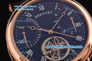 Breguet Classique Tourbillon Asia ST28 Automatic Rose Gold Case with Black Leather Strap and Black Dial