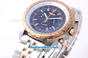 Breitling For Bentley Working Chronograph Quartz Rose Gold Bezel with Blue Dial and Two Tone Strap