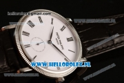 Patek Philippe Calatrava Small Seconds Miyota 9015 Automatic Steel Case with White Dial Roman Numberal Markers and Black Genuine Leather Strap (GF)